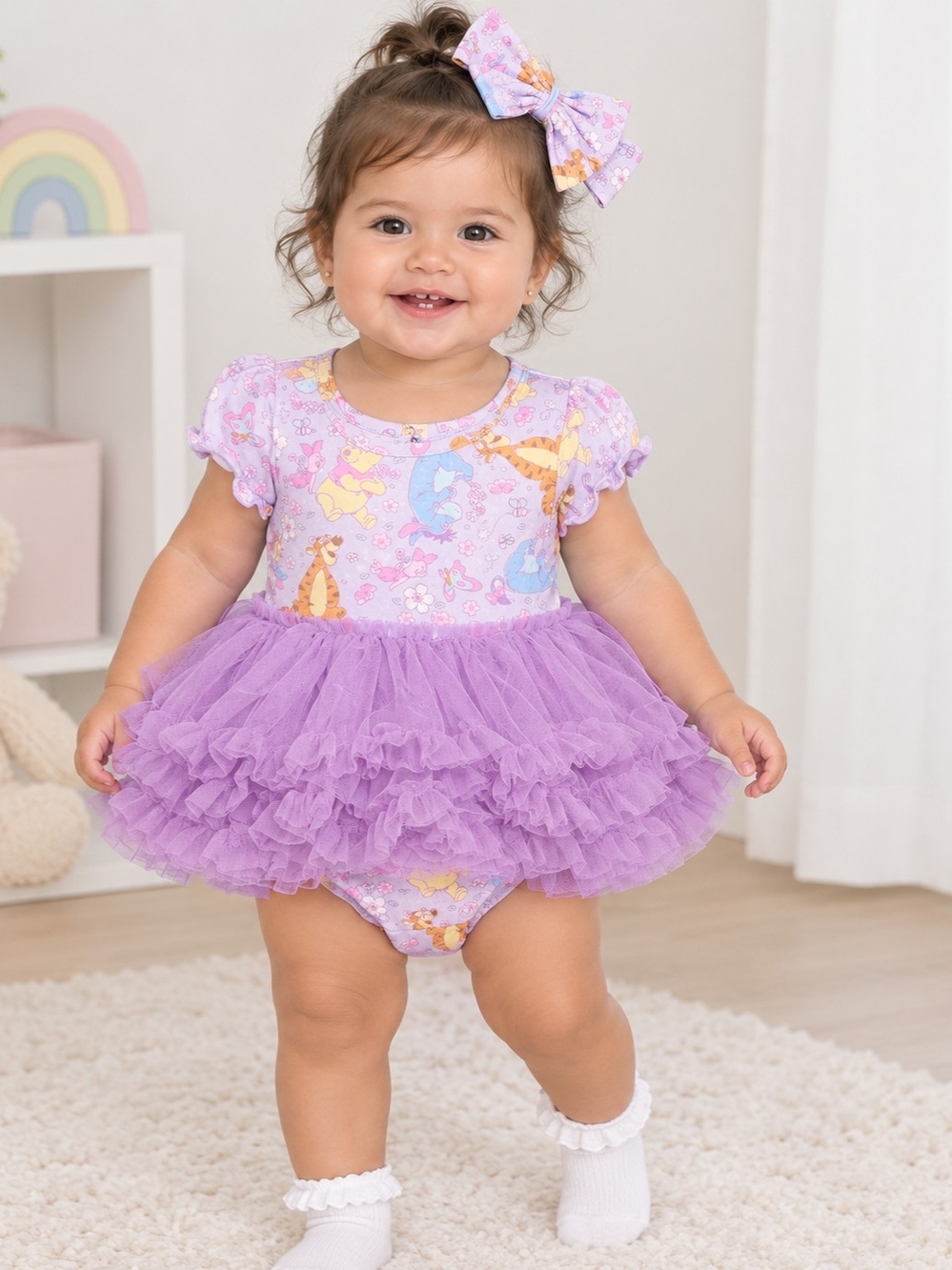 Disney Purple Ruffle Bow Onesie Tutu for Baby Girls "Winnie The Pooh" With Bow